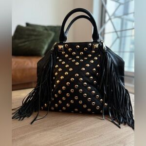 Rebecca Minkoff studded + fringe leather purse